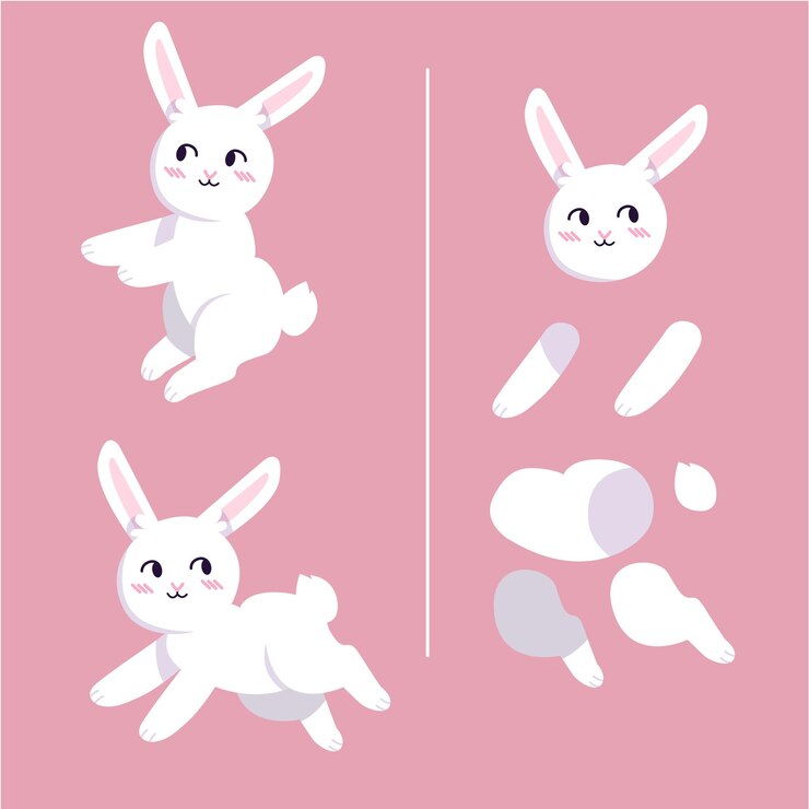 Vector conejito de navidad. personaje para animación. conejo de dibujos animados.