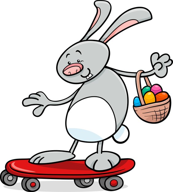 conejito de Pascua en dibujos animados de patineta