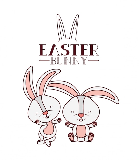 Conejito de Pascua etiqueta icono aislado