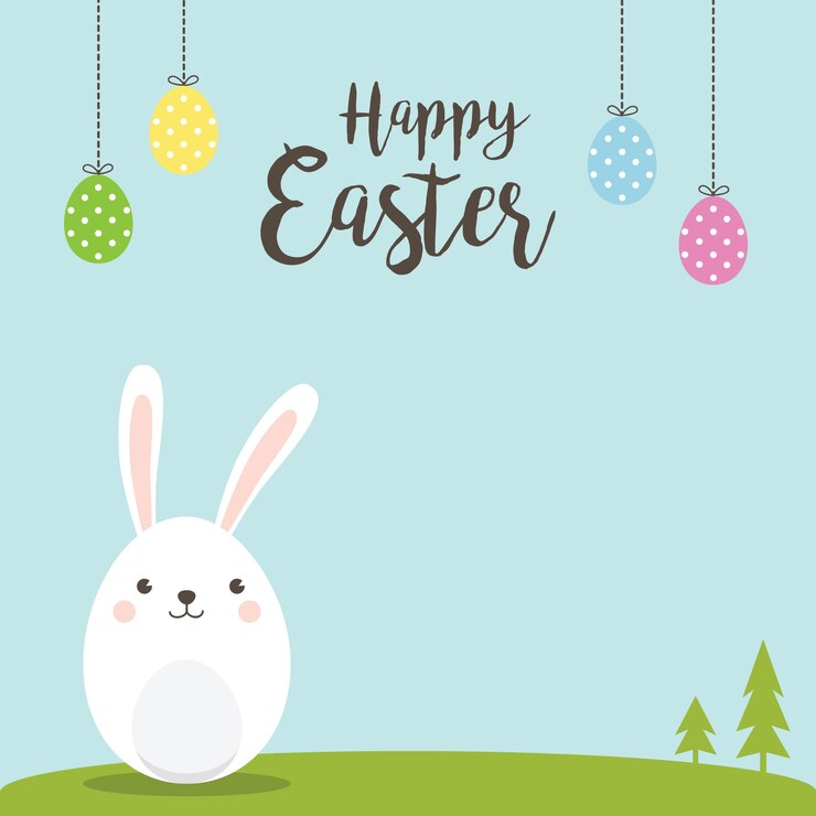 Conejito de Pascua feliz para la tarjeta de felicitación de Pascua, invitación.