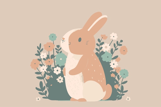 conejito de pascua y flores
