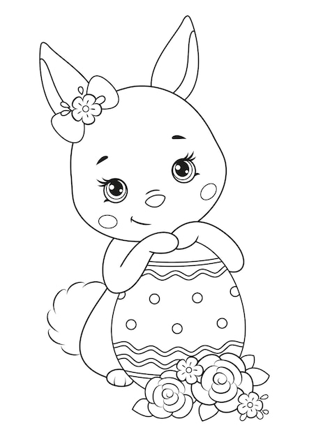Conejito De Pascua Con Huevo Página Para Colorear