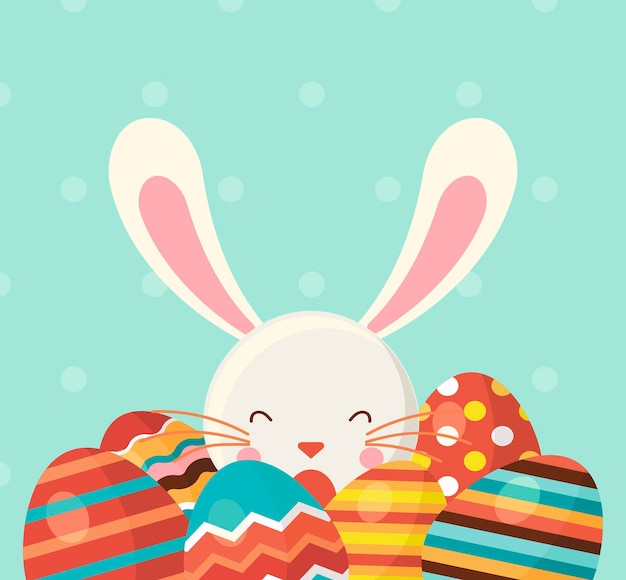 Conejito de pascua y huevos