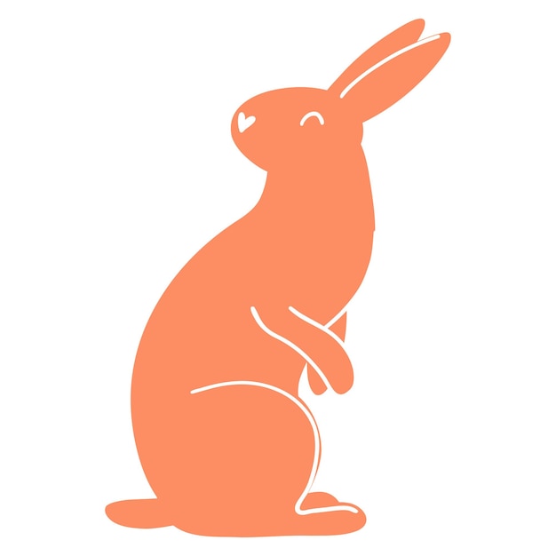 Conejito de pascua minimalista Ilustración vectorial de silueta de conejo animal de granja para diseño web de carteles de impresión de tarjetas