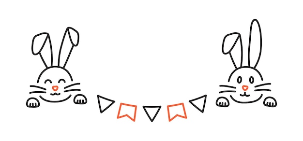 Conejito de Pascua vector línea icono conejo doodle dibujado contorno diseño Linda tarjeta de felicitación vacaciones