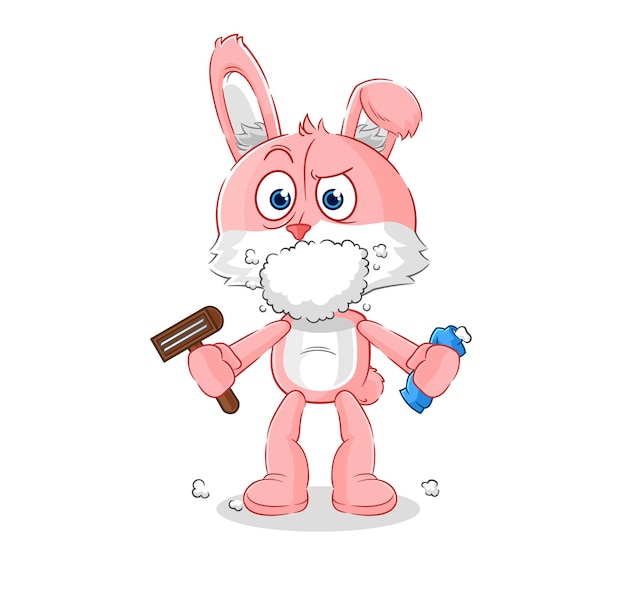 Conejito rosa afeitado vello facial vector personaje de dibujos animados