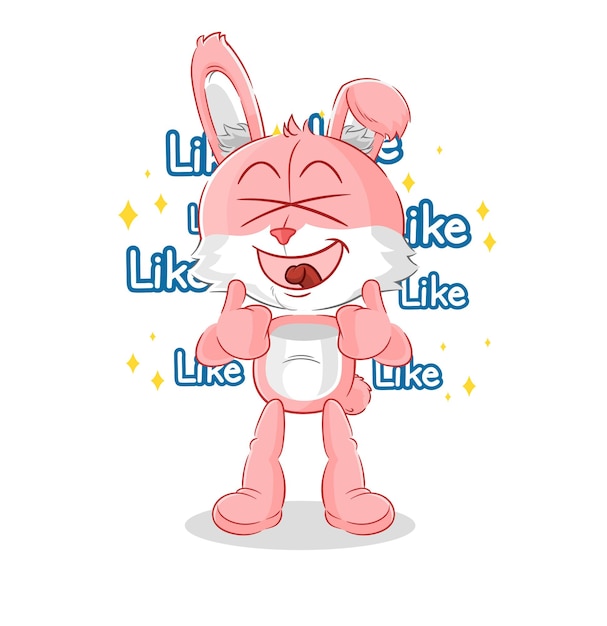 Conejito rosa da muchos me gusta vector de dibujos animados