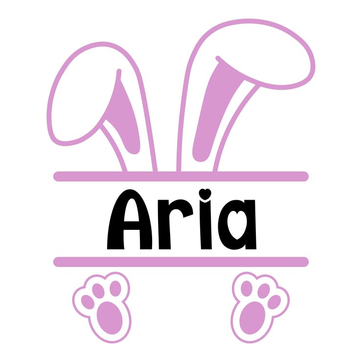 Vector un conejito rosa y negro con la palabra "aria" en él.
