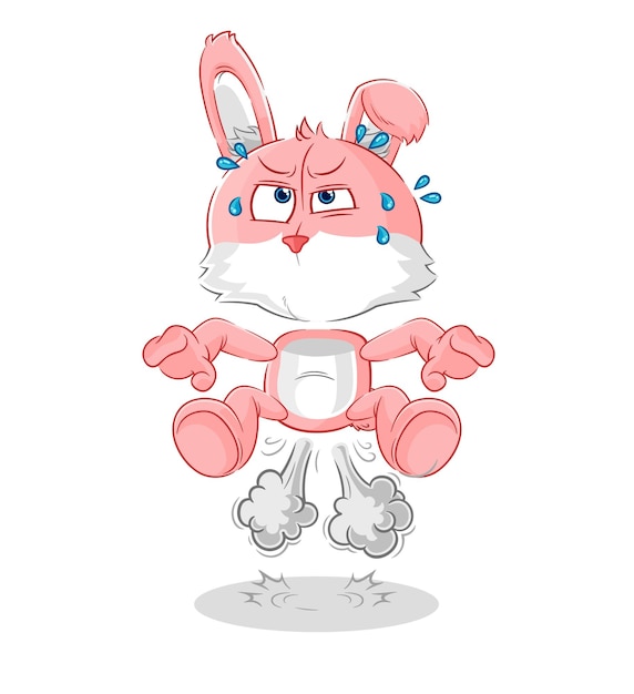 Conejito rosa pedo saltando ilustración vector de caracteres