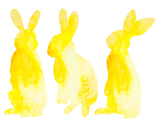 Conejo acuarela amarillo silueta diseño aislado vector