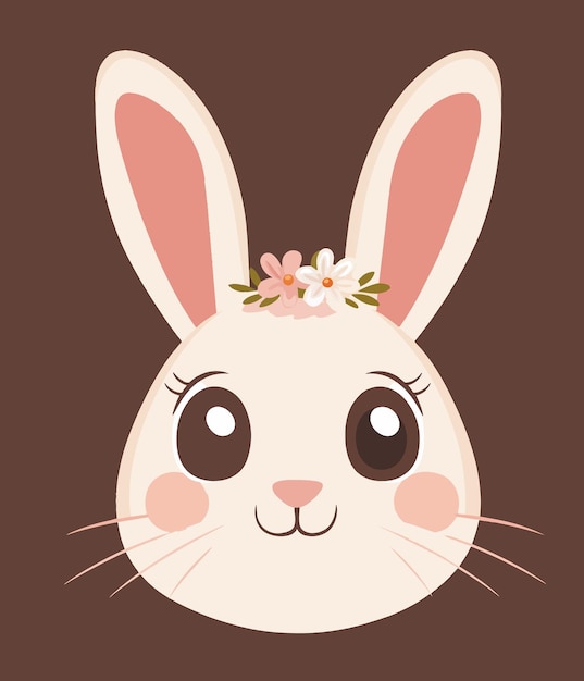 El conejo adorable con la corona de flores