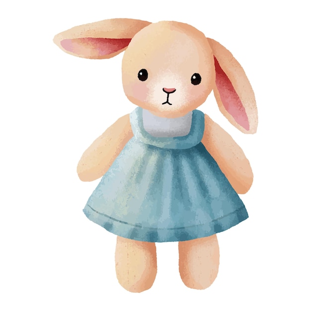 El conejo adorable con el vestido azul
