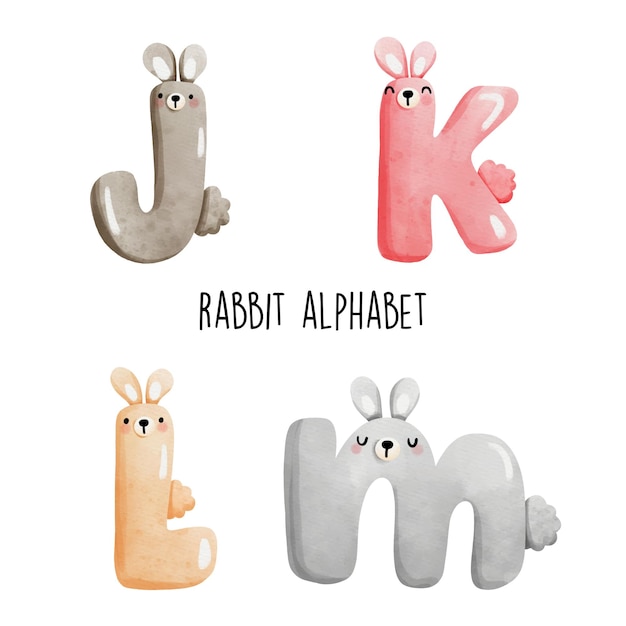 Conejo alfabeto ilustración vectorial