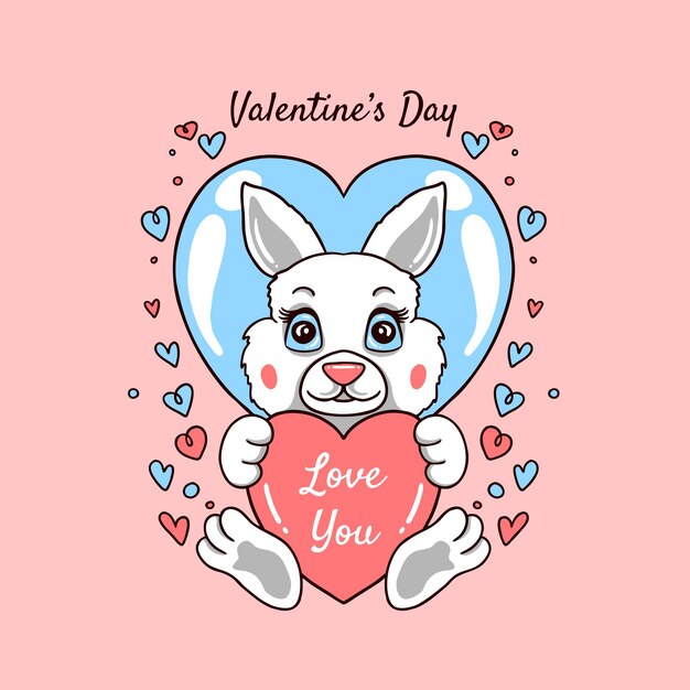 Vector conejo amor dia de san valentin