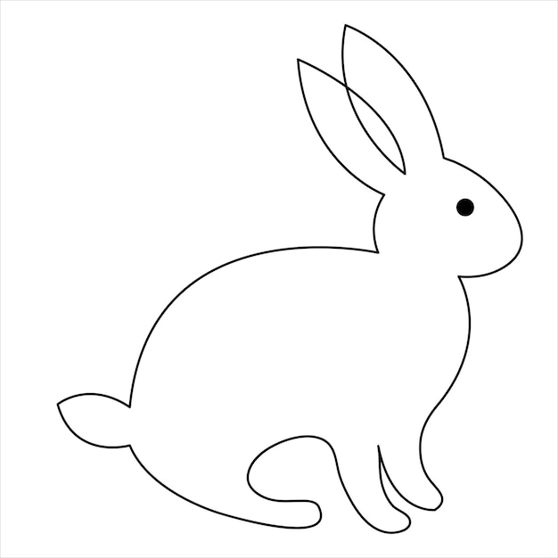 Conejo animal de compañía continuo arte de una línea dibujo a mano libre boceto contorno vector minimalista