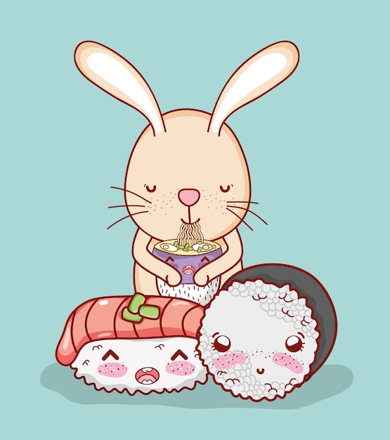 Conejo y comida japonesa