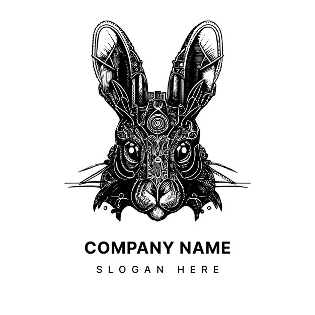 conejo conejito logo steampunk dibujado a mano ilustración