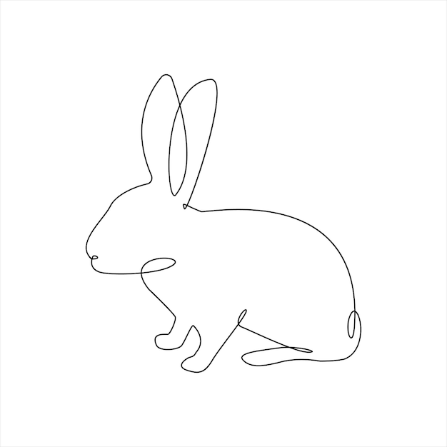 Conejo continuo arte de una sola línea dibujo boceto vector editable trazo ilustración
