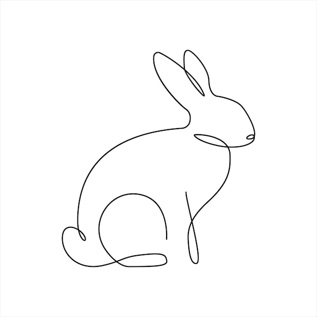 Conejo continuo arte de una sola línea dibujo boceto vector editable trazo ilustración