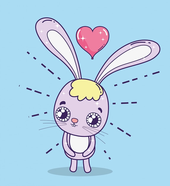 Conejo con corazón para celebrar el día de san valentín.