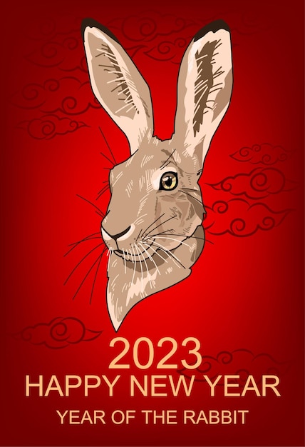 Vector conejo dibujado a mano, signo del zodiaco, horóscopo chino. el símbolo de 2023. horóscopo oriental. bandera,