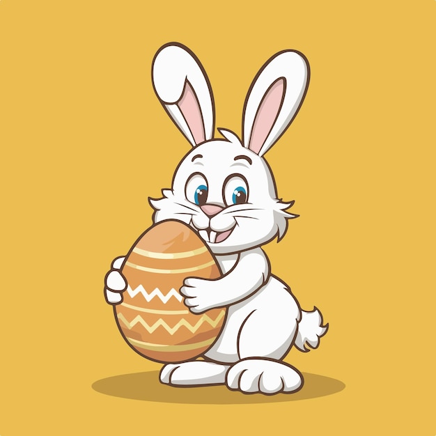 un conejo de dibujos animados con un conejo con un huevo