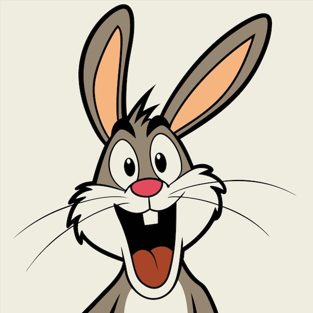 un conejo de dibujos animados con un cuello blanco y un collar blanco que dice conejo