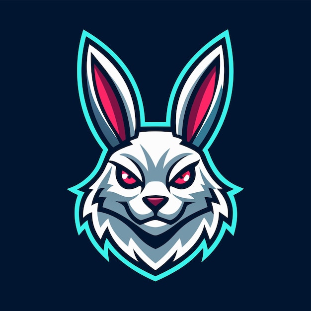 un conejo de dibujos animados con un fondo azul y un logotipo verde que dice conejo