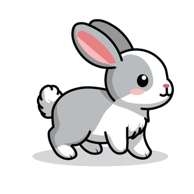 un conejo de dibujos animados con una nariz rosa y un cuello blanco