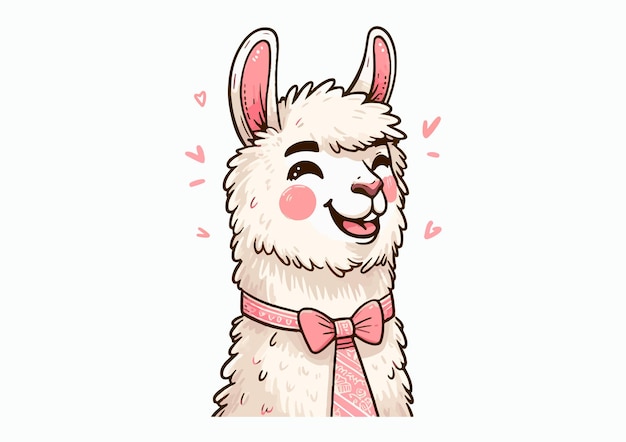 Vector un conejo de dibujos animados con orejas rosadas y una corbata rosa
