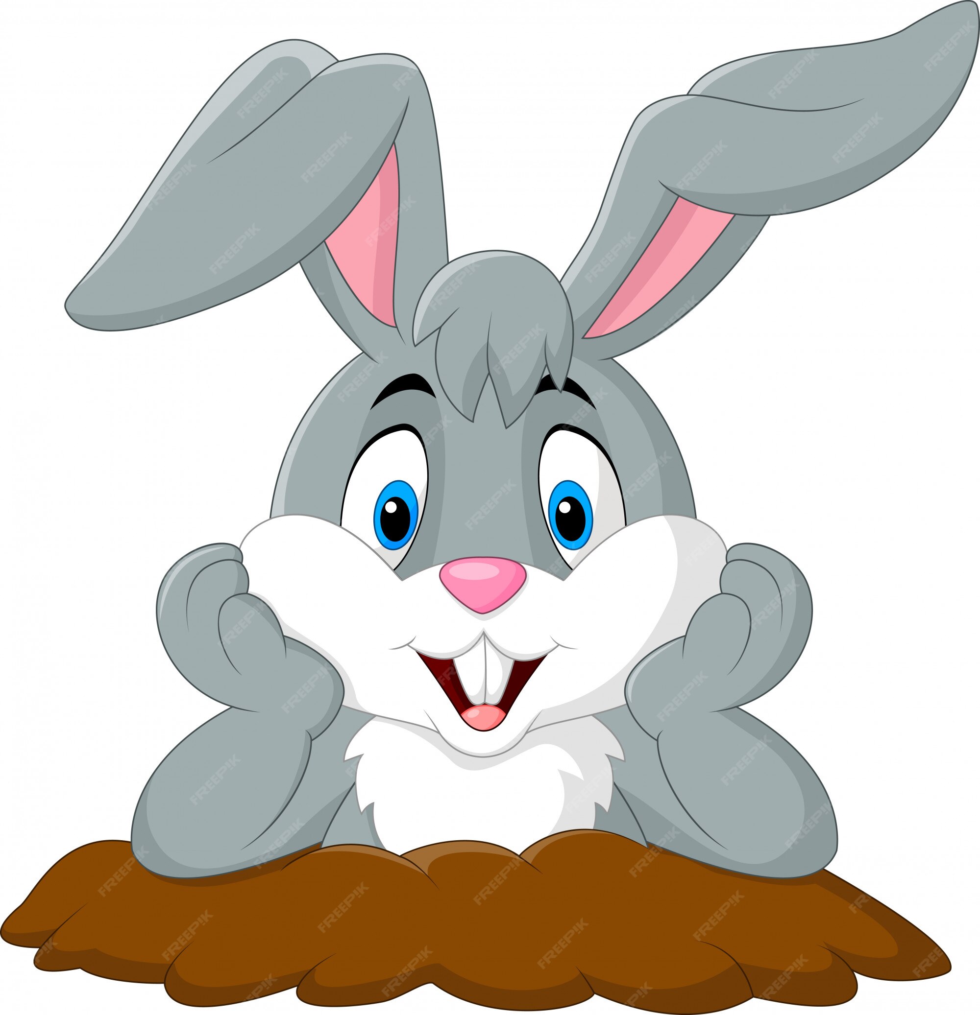 Conejo de dibujos animados salir del agujero | Vector Premium Conejo de dibujos animados salir del agujero | Vector Premium