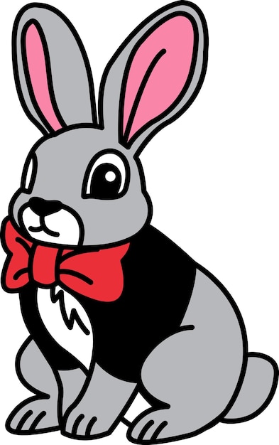 Un conejo de dibujos animados con un traje negro y una corbata roja