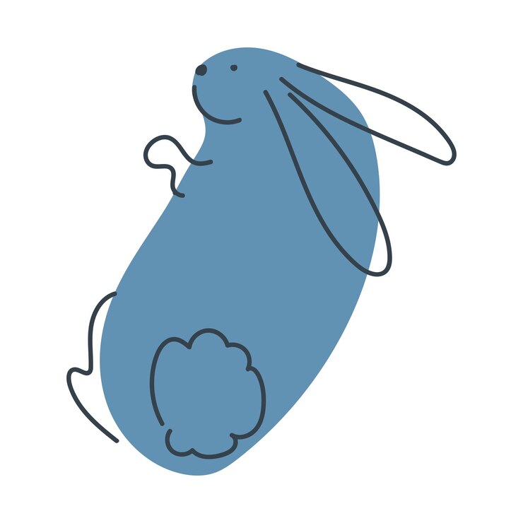 Vector conejo divertido en estilo garabato el conejito es un símbolo de 2023 liebre gráficos vectoriales aislados en fondo blanco