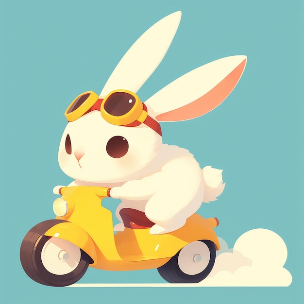 Vector un conejo en un estilo de dibujos animados sidecar