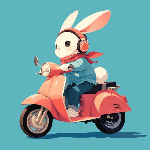 Vector un conejo en un estilo de dibujos animados sidecar