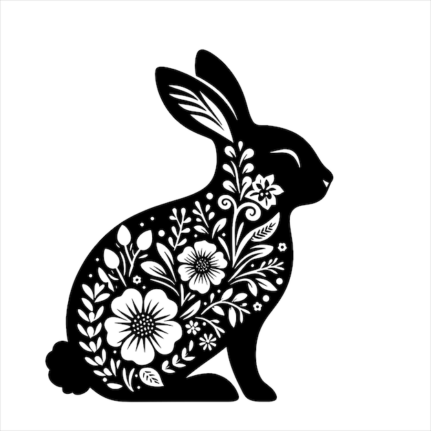 Conejo con flor Svg Conejo de Pascua Svg