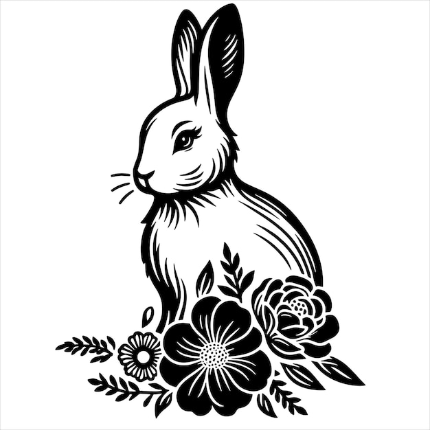 Conejo floral Svg