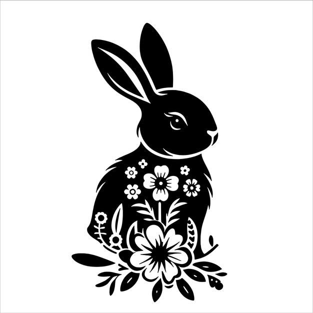 Conejo floral Svg