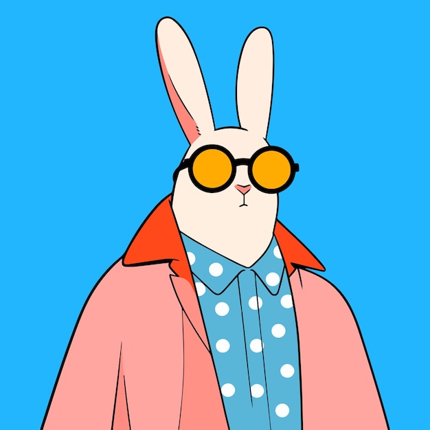 Conejo genial en estilo retro