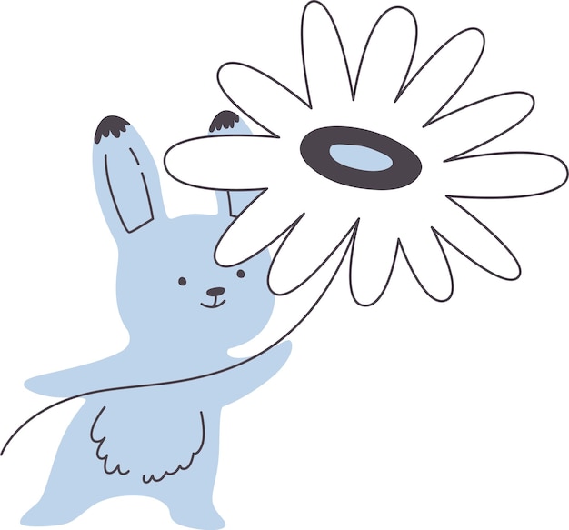 El conejo con una gran flor