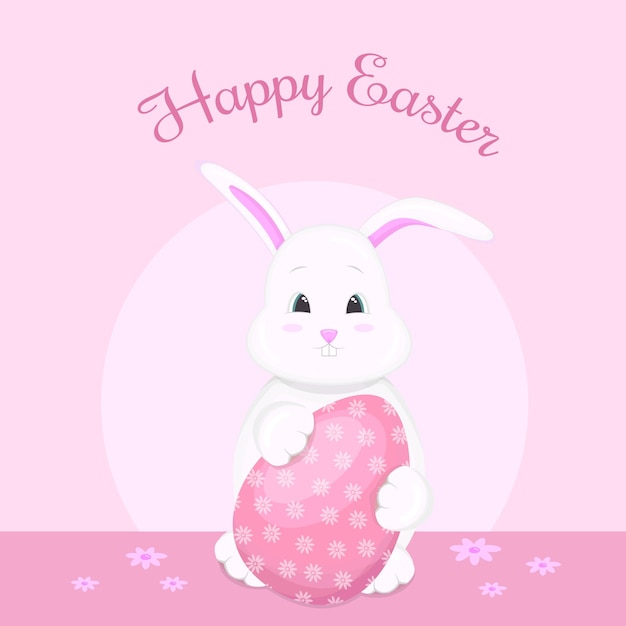 Conejo con un huevo de Pascua Ilustración de vector de Feliz Pascua