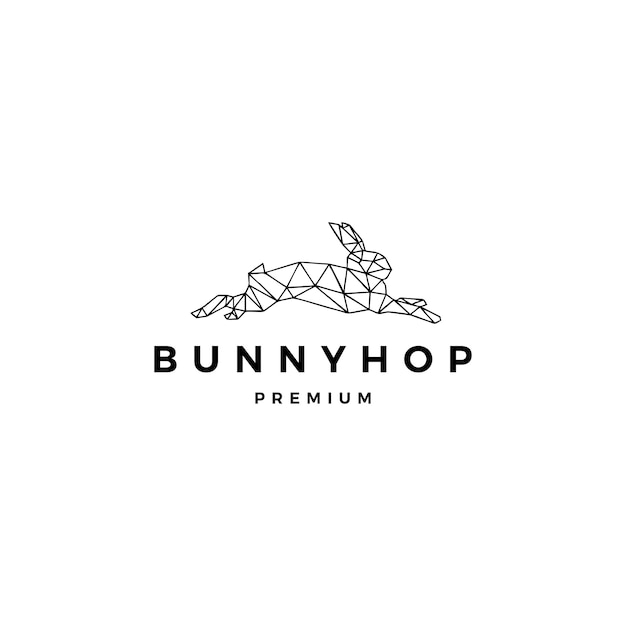 Conejo liebre saltando bunny hop logo plantilla