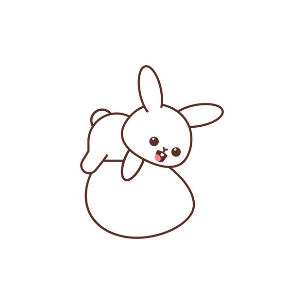 Un conejo lindo para colorear. Ilustración de un libro.