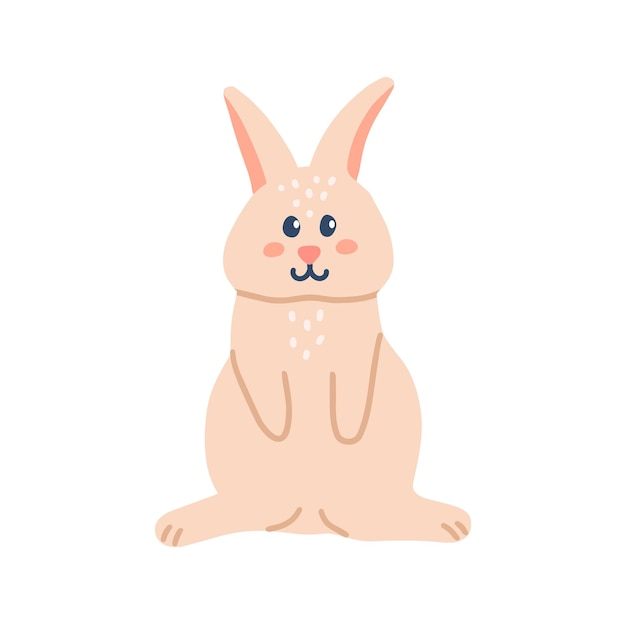 Conejo lindo sobre fondo blanco vector ilustración dibujada a mano plana