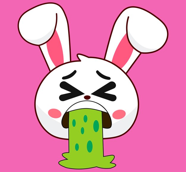 Conejo lindo con varias expresiones colección emociones palo ilustración vectorial