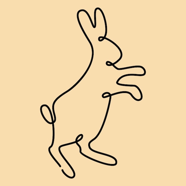 Conejo una línea arte conejito contorno continuo Símbolo animal de 2023 por horóscopo chino Diseño minimalista simple Ilustración vectorial año nuevo