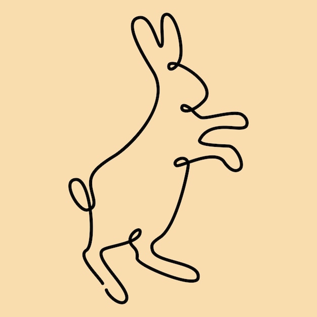 Vector conejo una línea arte conejito contorno continuo símbolo animal de 2023 por horóscopo chino diseño minimalista simple ilustración vectorial año nuevo