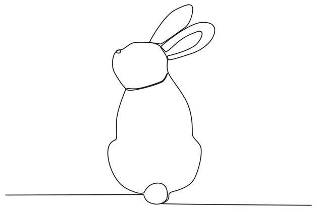 Un conejo miró hacia atrás Dibujo de una línea de mascota urbana
