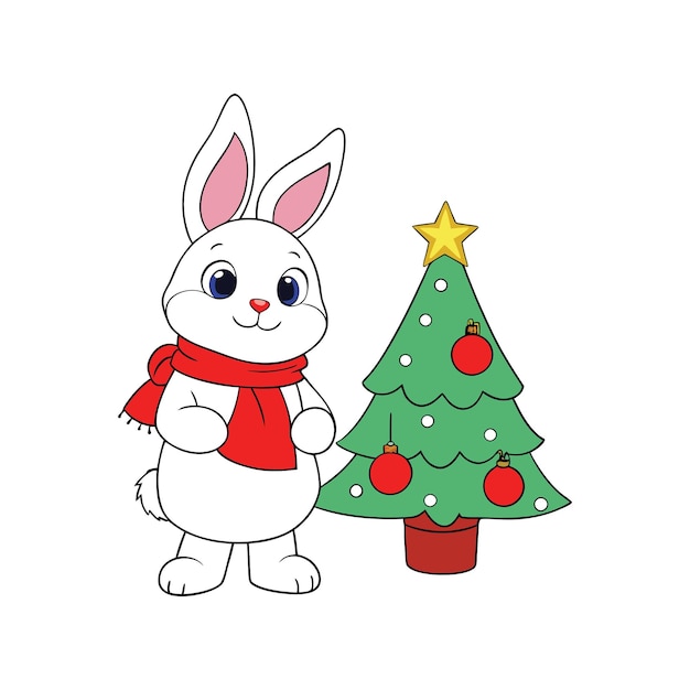 Conejo de Navidad Clipart aislado Ilustración vectorial de conejo de Navidad