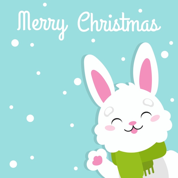 Conejo de Navidad de personaje de dibujos animados Aislado sobre fondo de color Plantilla de elemento de diseño para su diseño libros pegatinas tarjetas